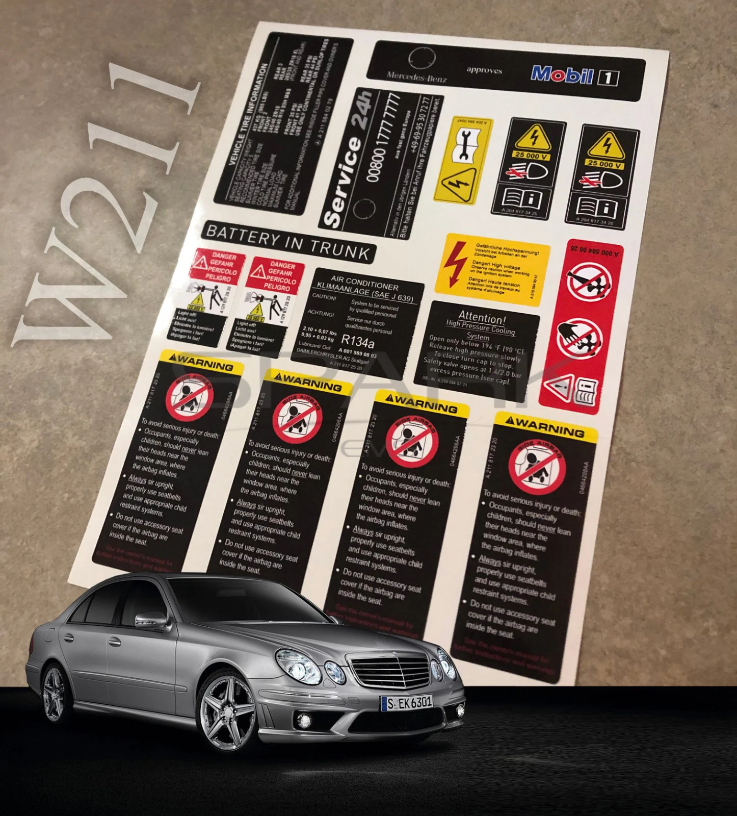 

W211 Decal Sticker Label Star Emblem For w211 e200 e280 e300 e500 300d 250d 200d 300e Decal Sticker Label Set