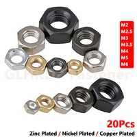20pc m2 m2 5 m3 m3 5 m4 m5 m6 hex hexagon nut metric coarse full thread nut copper plated zinc plated nickel plated steel din934