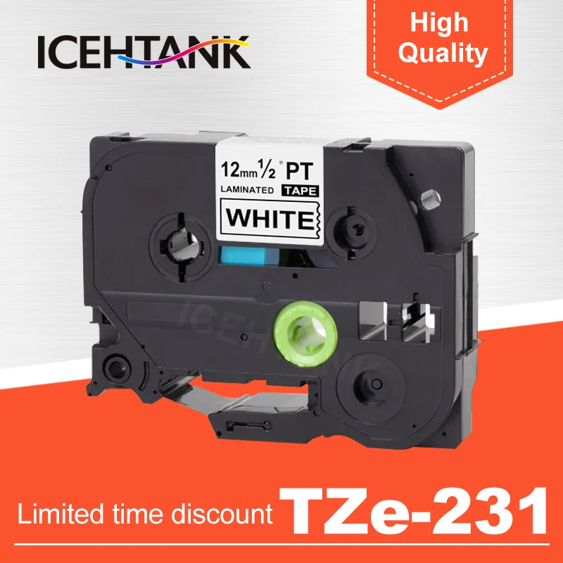 

ICHTANK, 1 шт., цветная строгая лента tze231 TZ231 tze 231, 12 мм, лента для принтера, совместимая с Brother P-touch, устройство для создания этикеток