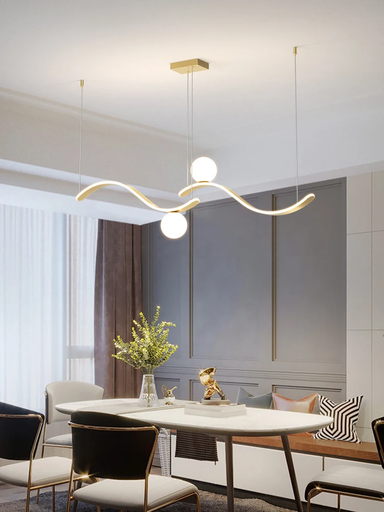 Креативная изогнутая подвесная люстра в скандинавском стиле для столовой кухни