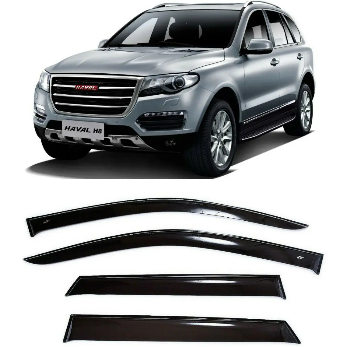 Дефлекторы окон Cobra Tuning H60315 на авто Haval H8 5d 2015 н.в. 4 шт./комп. ветровики от дождя