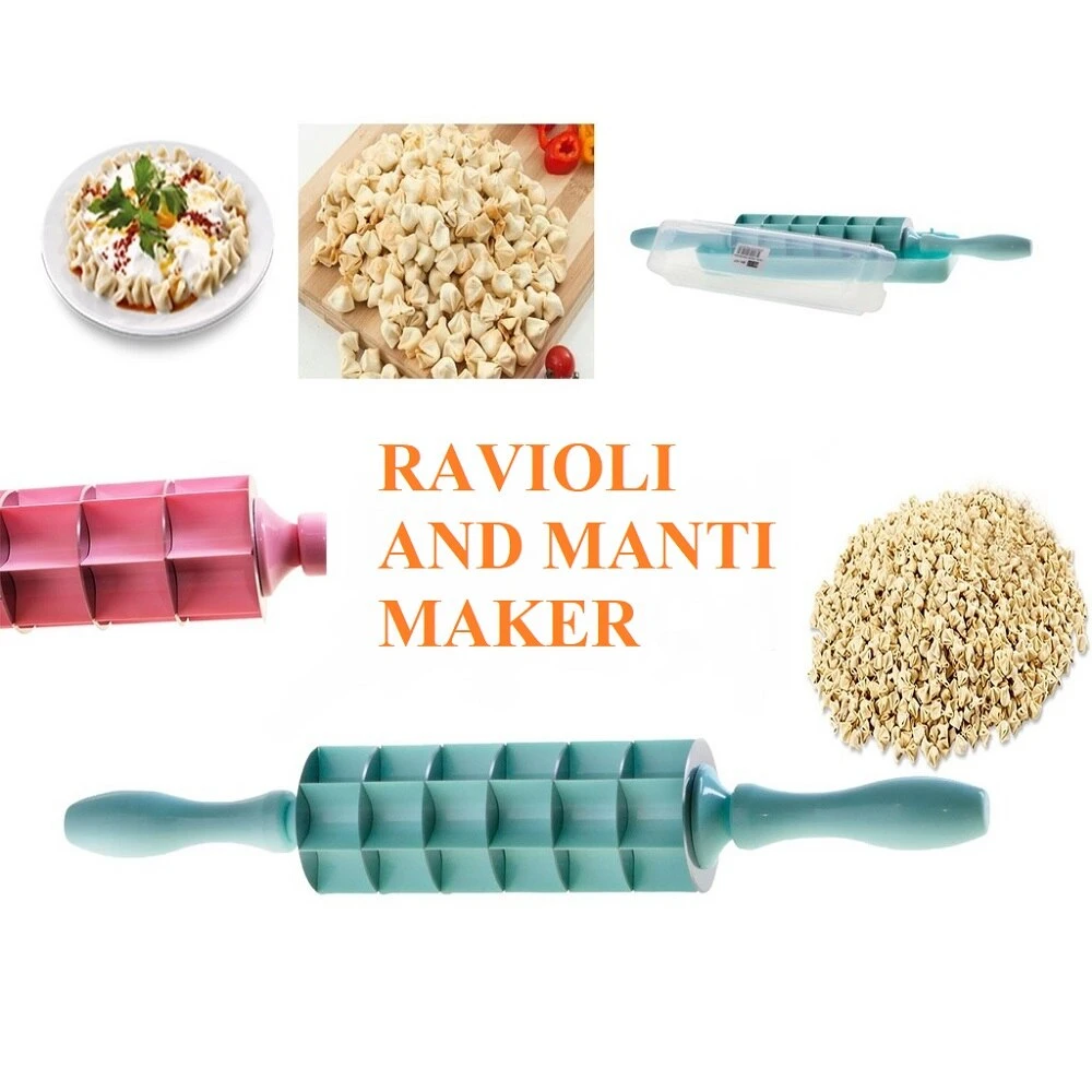 

Rolling Pin Kitchen Accessories Gadgets Utensils 3in1 Mould Dough Cutter Press Ravioli Pasta Pizza Manti Wraper Dumpling Roller