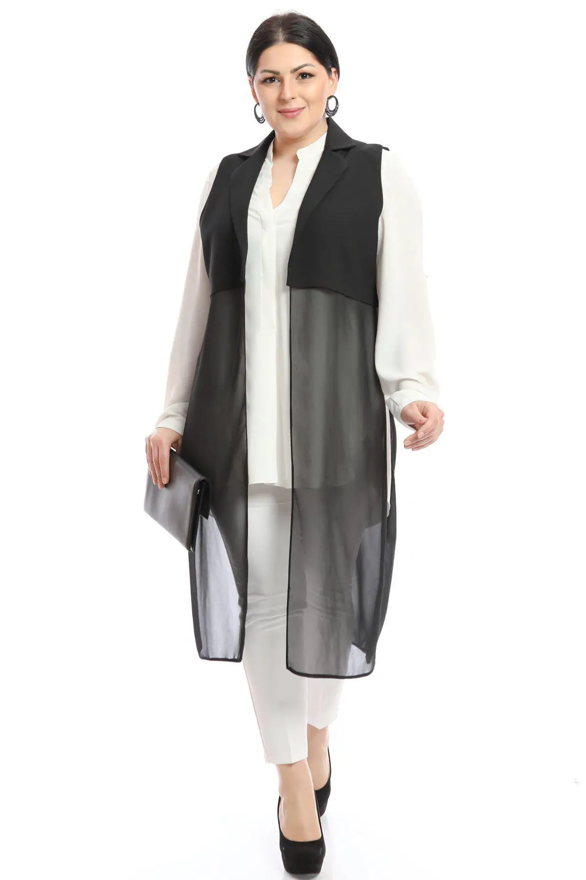 Шифоновый жилет Hanezza размера плюс