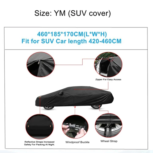 YM-460x185x170cm Uxcell 7 Размер Водонепроницаемый Полный автомобильный чехол Снежный лед пыль солнце УФ защита Открытый протектор Чехлы для SUV седан хэтчбек полный - Название цвета: YM-460x185x170cm