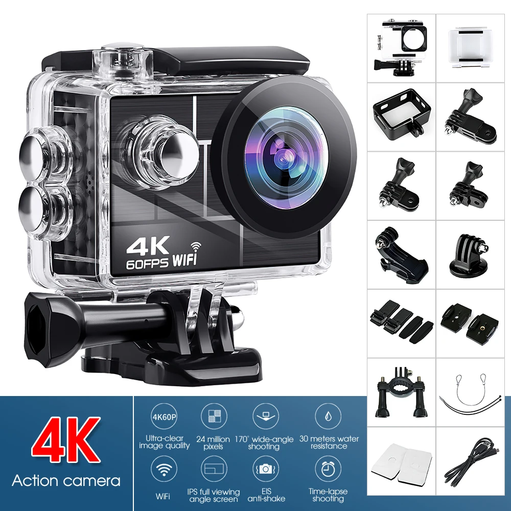 Экшн камера SAMTIAN Wi Fi HD 4K 60 кадров/с водонепроницаемая|Компактные видеокамеры| |