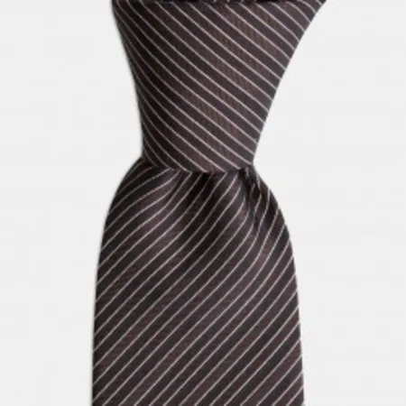 

Brown And White Striped Silk Tie 67825492