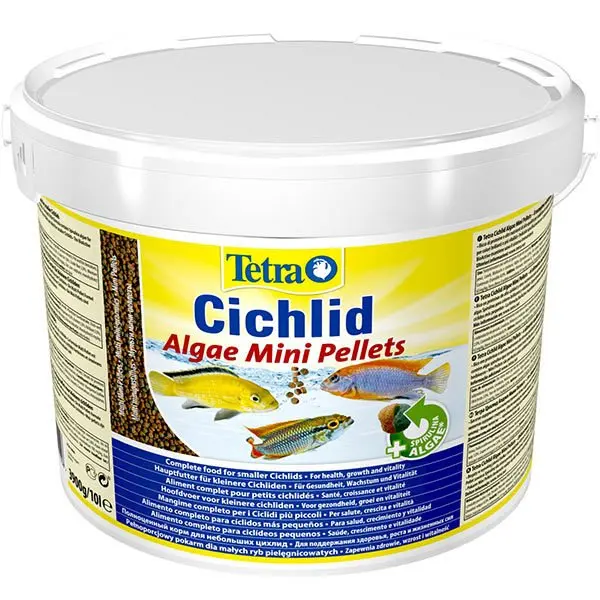 

3900 grams/10 Liter Tetra Cichlid Algae Mini Granules, Fish Feed Pellets Cichlid Feed, floating Feed Expiry Date 06/2023