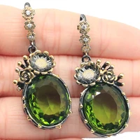 42x18mm neo gothic 18x15mm jewelry set earrings pendant real green emerald red ruby women black gold daily wear