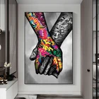 AAHH граффити Искусство Холст Картина влюбленные руки уличное искусство настенные постеры и принты жест искусство стены картины для декора гостиной