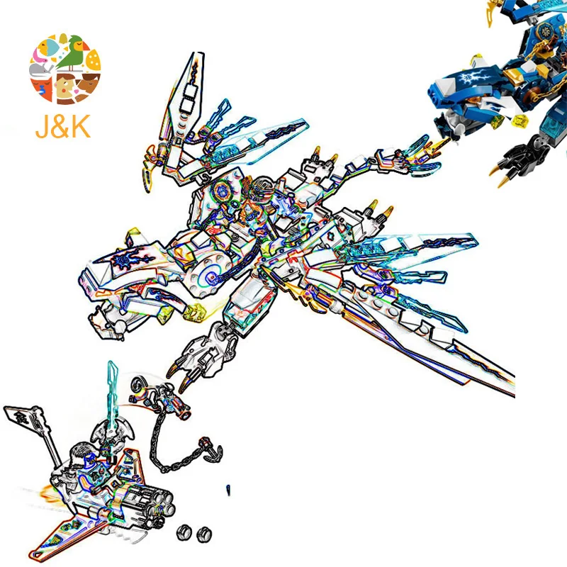 Jay's lightning dragon 70602 серии ниндзя 349 шт Строительный набор Blcok кирпичные совместимые