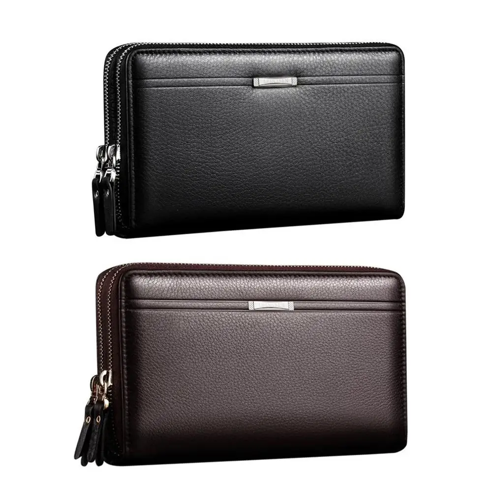 Модная мужская сумка-клатч Длинный кошелек кожаный с узором Личи Сумка двойной