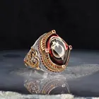 Мужское кольцо с покрытием из серебра янтарный камень пробы