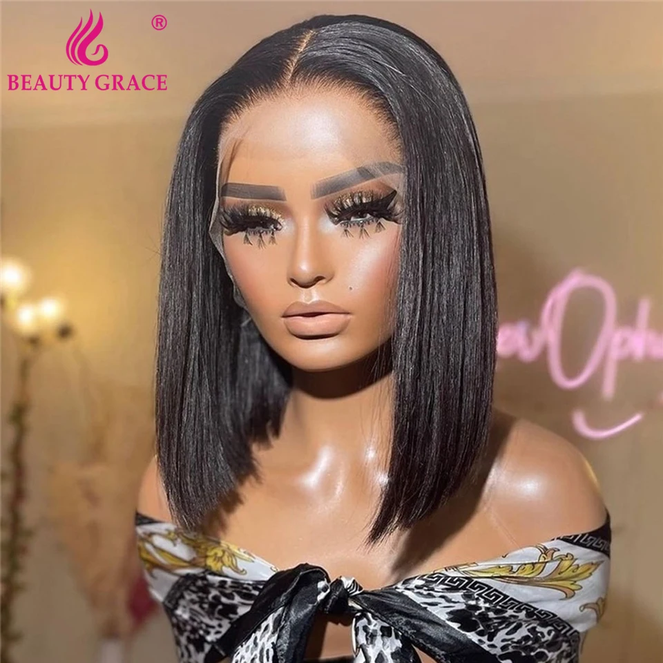 Bone Straight Bob Wig Lace Front Human Hair Wigs For Women Short Bob Lace Front Wig Brazilian 13X4 Lace Frontal Wigs Closue Wig