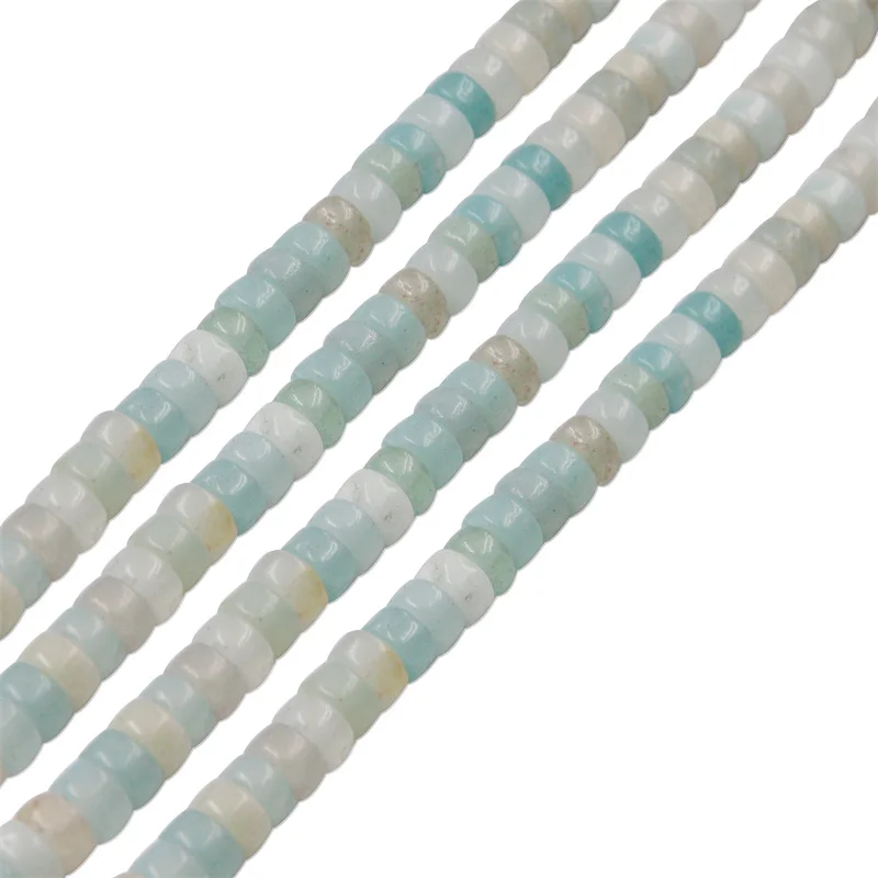 

Amazonite Semiprecious Stone Beads Strand Heshi Disc Rondelle Flat Round 4mm Natural Jewelry Making Accessories For DIY Bracelet