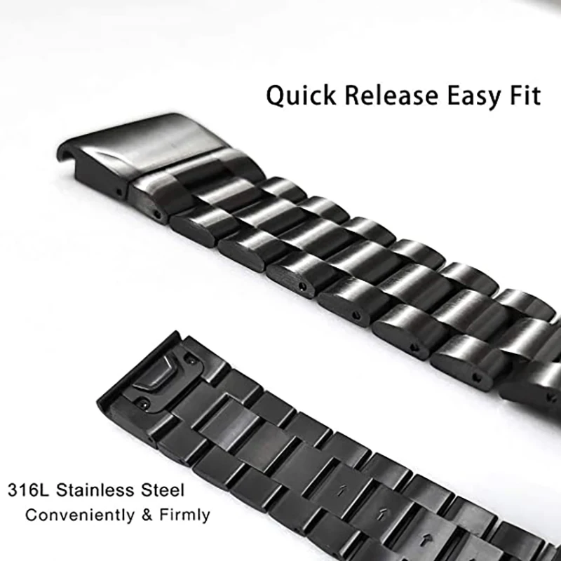 Ремешок из нержавеющей стали для Garmin Fenix 7 7X 7S 6S 6X 6 Pro 5X 5 5S 22 мм металлический