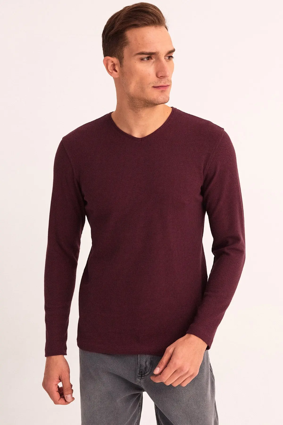 

Erkek V Yaka Fitilli Sweatshirt