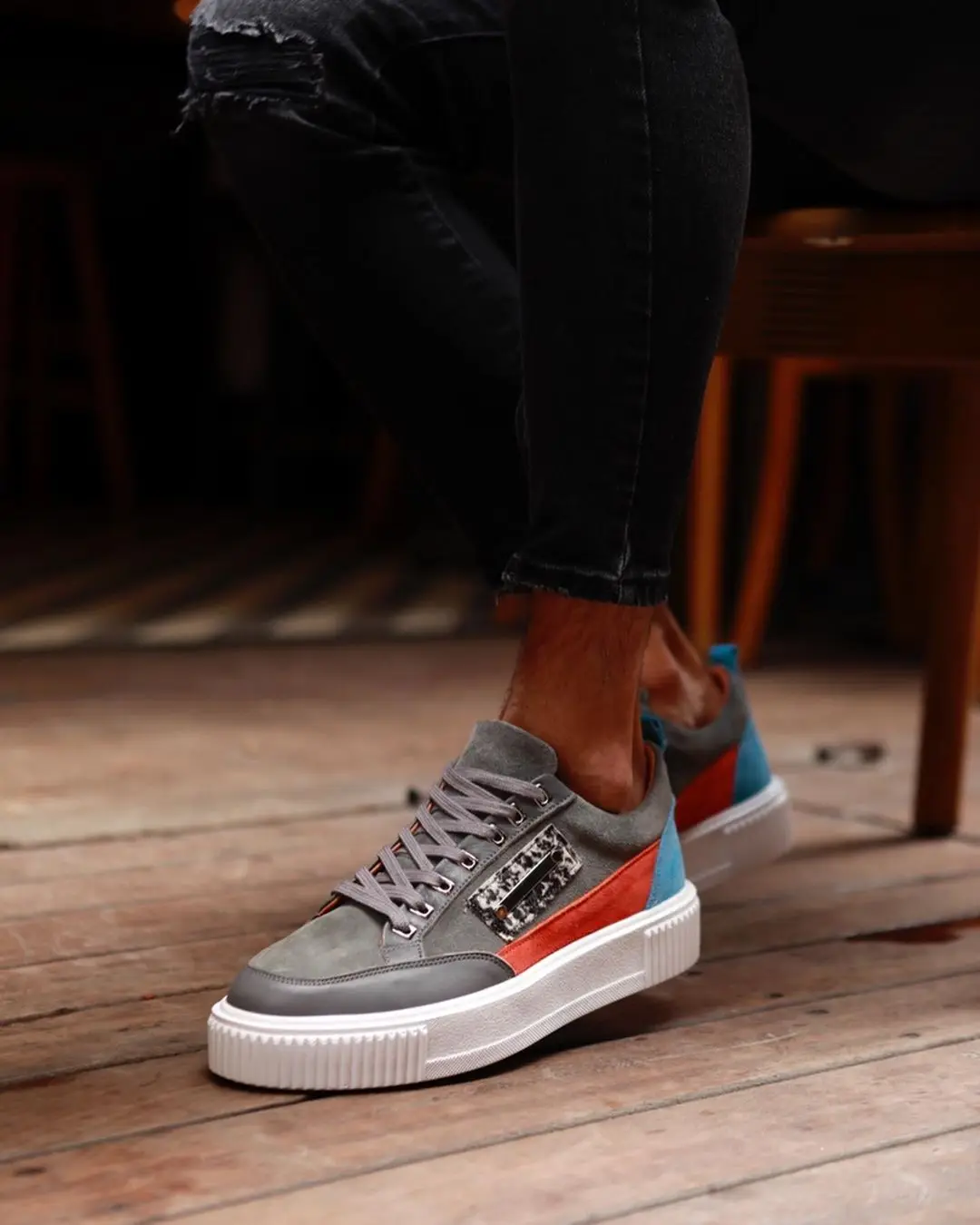 

100% Genuine Leather Casual Style Men Shoes Handmade Comfortable Durable- 13586 GREY SUEDE