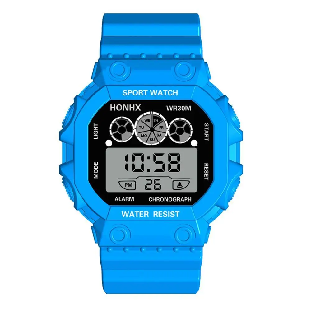 Light Blue 02 Модные женские мужские часы спортивные цифровые часы водонепроницаемые наручные электронные часы с будильником повседневные спортивные электронные наручные часы - Цвет: Light Blue 02
