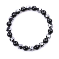natural black stone bracelet for women men friendship gifts fashion elastic beads charm bracelet jewelry accessories wholesale