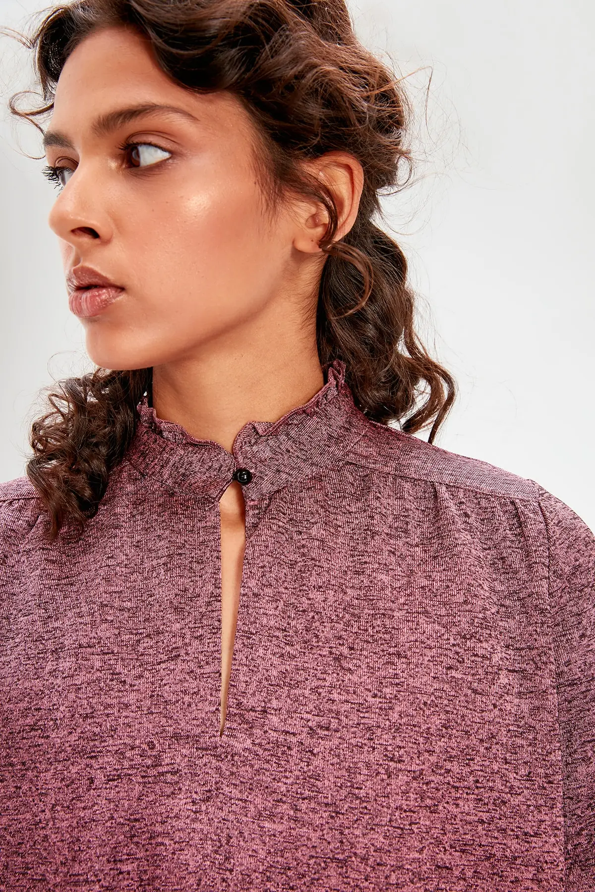 Темно-синяя трикотажная блузка с отвесным вырезом TWOAW20BZ0257 | Женская одежда