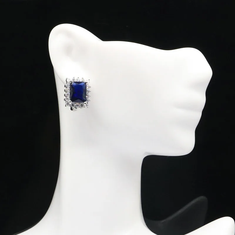 15x13mm Юбилей Танзанит Белый CZ одежда на каждый день 925 пробы серебряные серьги