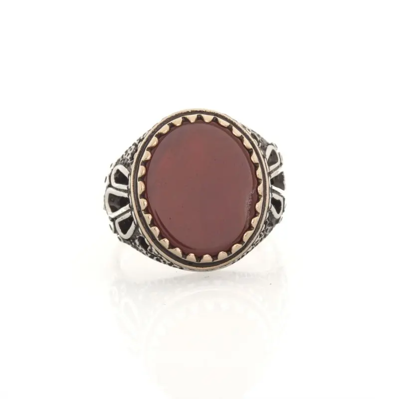 

925 Sterling Agate Stone Silver Ring Fashion Turkish Premium Quality Handmade Jawelery