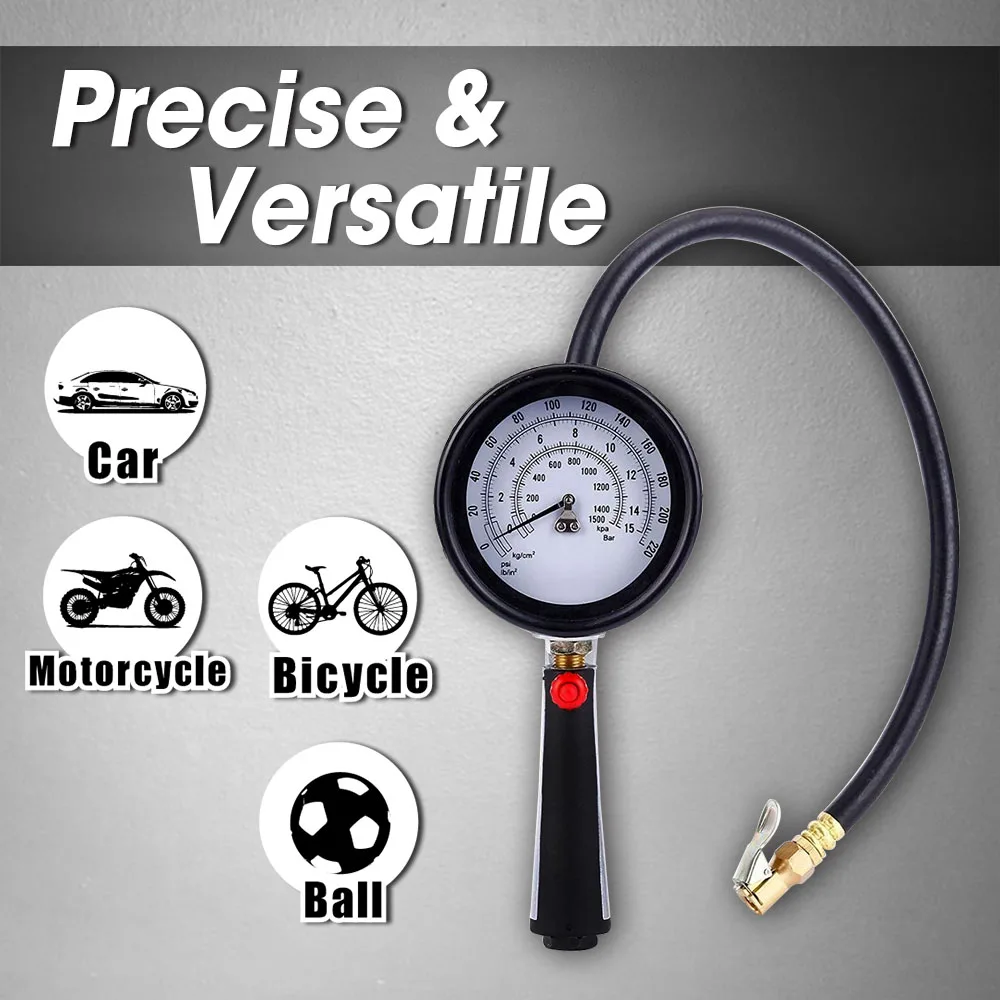 Inflator de Pneus de Metal com Calibre de Pneu Motocicleta com Pneu Lemate Duplo ar Pneu Inflator Carro Caminhão Chuck Pro 220 Psi