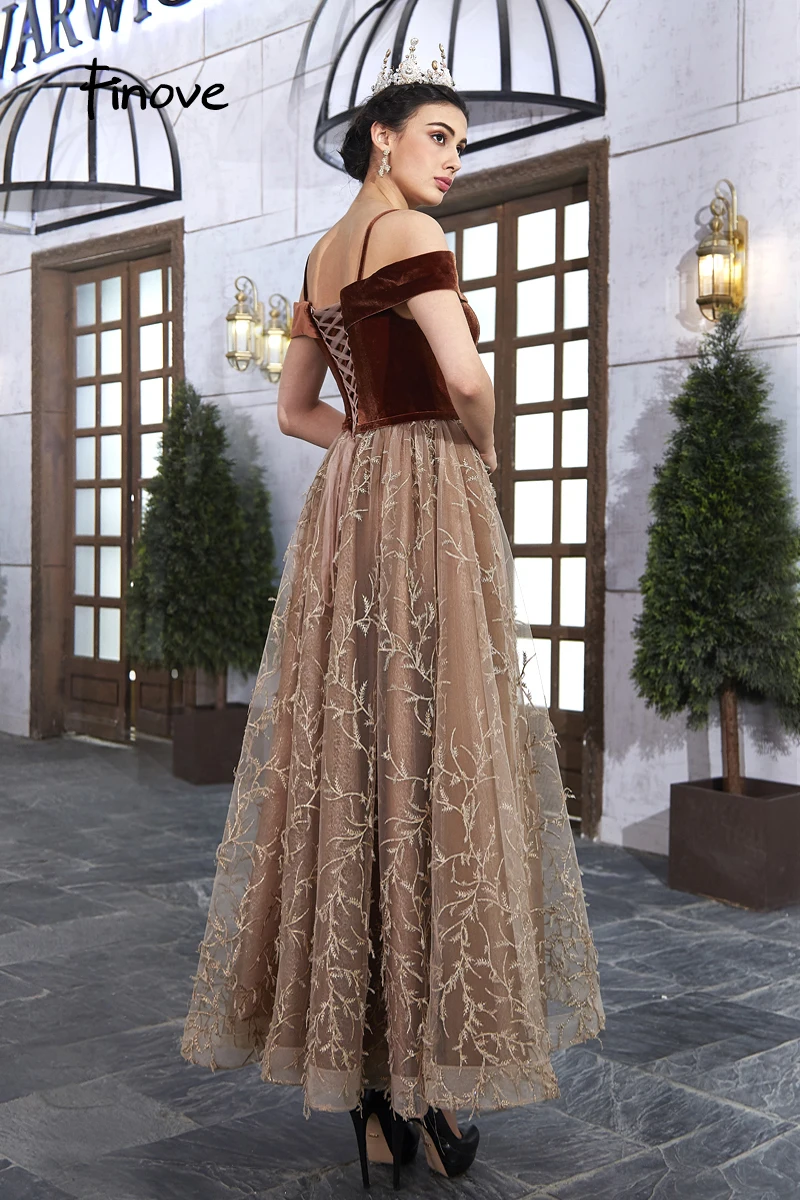 Finove элегантные платья для выпускного вечера Robe De Soiree Сексуальное Милое винтажное длинное платье цвета шампанского со шнуровкой сзади Вечерние платья