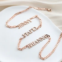 three name necklace 4mm 6mm cuban link thick chain personalized name necklace stainless steel custom nameplate chain chocker