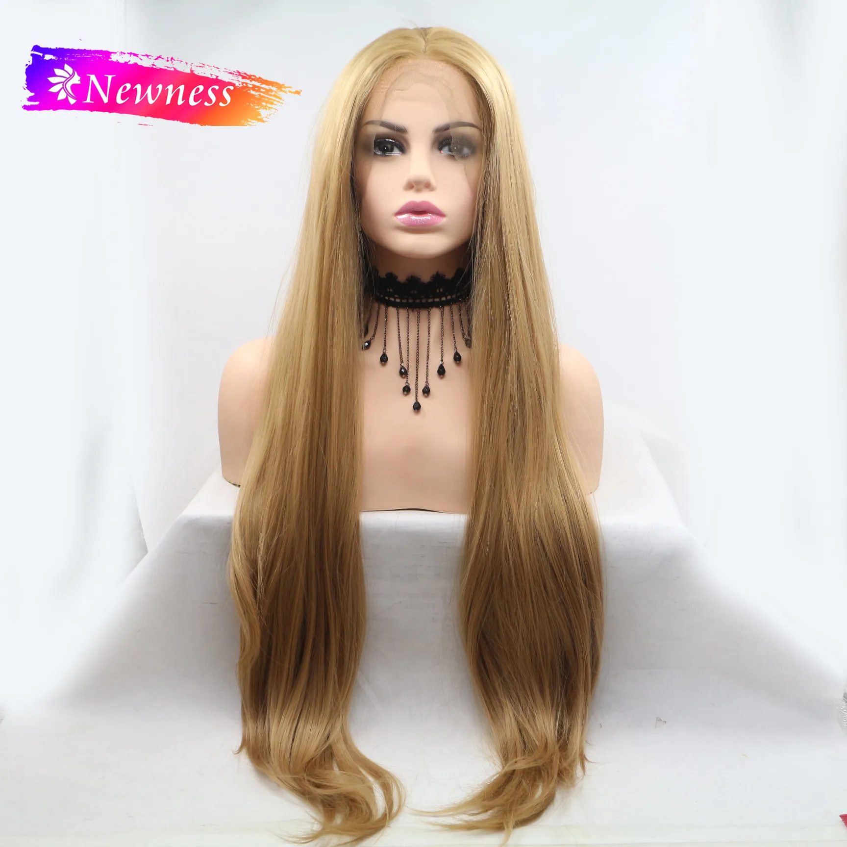 Новинка шелковистые прямые блонд кружевные передние парики для женщин средняя