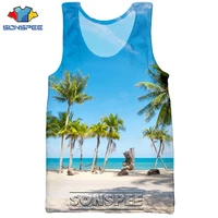 sonspee 3d print palm tree summer beach sea mens tank tops casual fitness bodybuilding gym muscle men sleeveless vest shirt