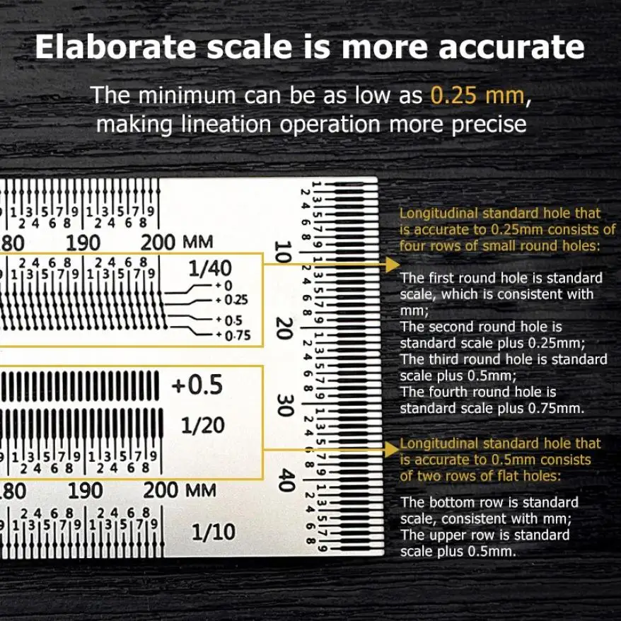 

180-400mm Stainless Steel T-type Hole Ruler Multifunction High-precision Woodworking Scribing Marking Gauge DIY Measuring Tool