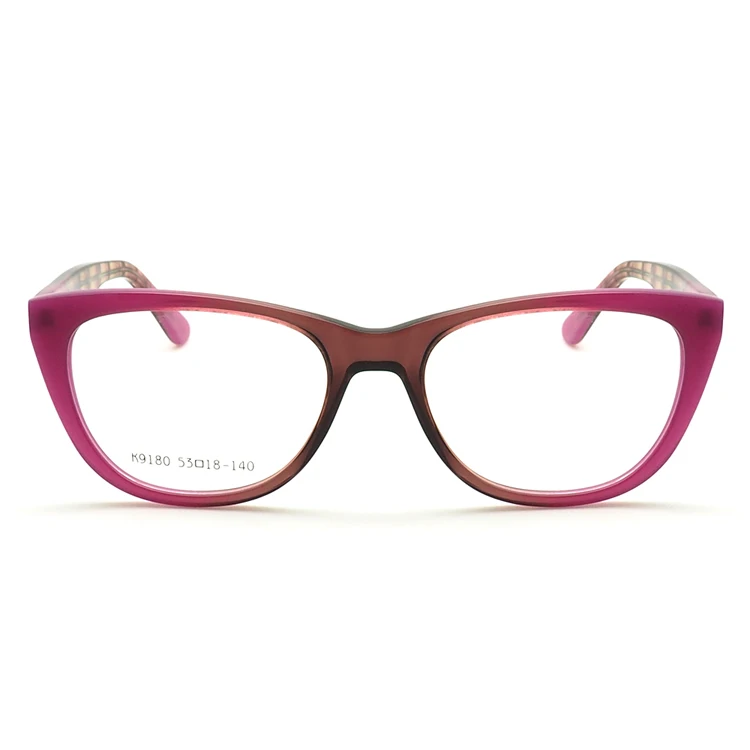 

Women Hand Made Acetate Eyeglass Frames for Women Cateye Fashion Two-Toned Glasses Frames Light Spectacles Pink Blue Green