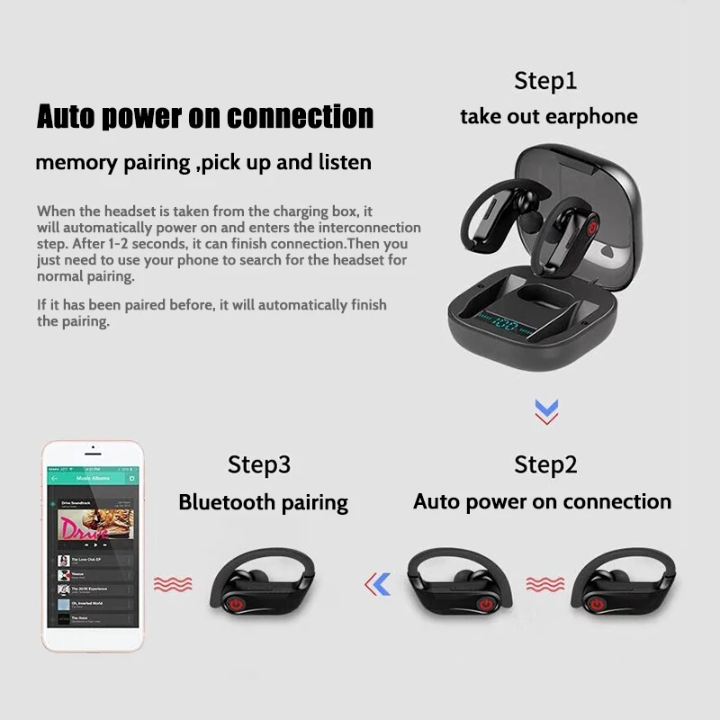 HBQ Q62 настоящие беспроводные наушники Bluetooth наушники 5,0 спортивные наушники Handsfree Ушные телефоны Blutooth вкладыши
