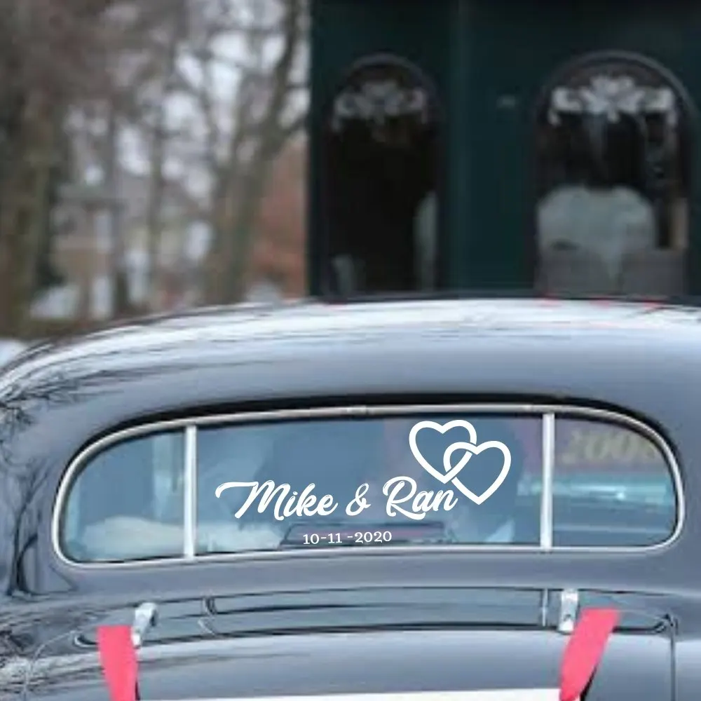 Свадебный автомобиль Жених и невеста настраиваемое имя автомобиля стеклянная