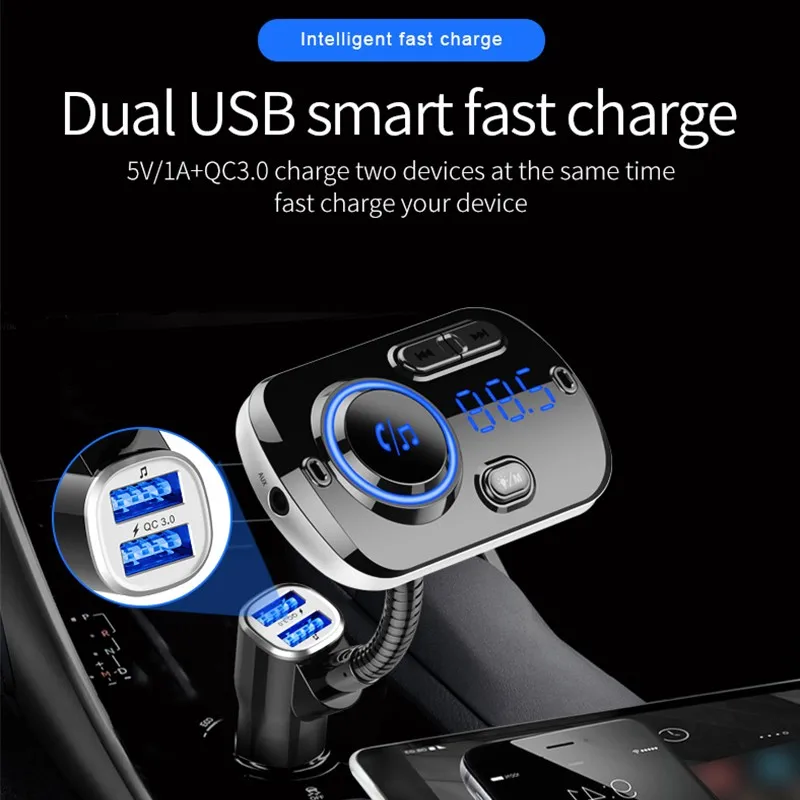 Bluetooth MP3 плеер автомобильный fm передатчик аудио mp3 с 3V.1A Quick Charge Dual USB Автомобильное