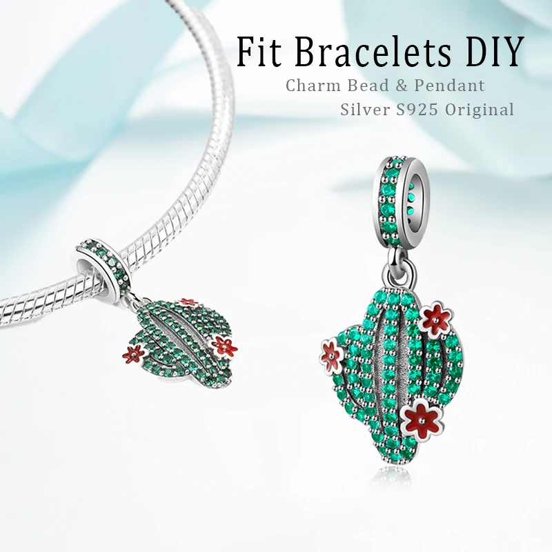 

New Pendant Cactus Beads 100% 925 Sterling Silver Fit Charms Silver 925 Original 2020 Accessories For Women Diy Jewelry Making