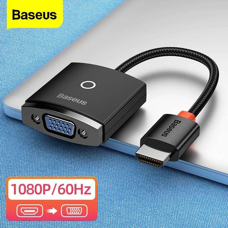 

Baseus HDMI-compatible to VGA Adapter for Laptop Projector Switch Xbox PS4 TV Mi Box with Audio 3.5mm Jack HDMI to VGA Converter