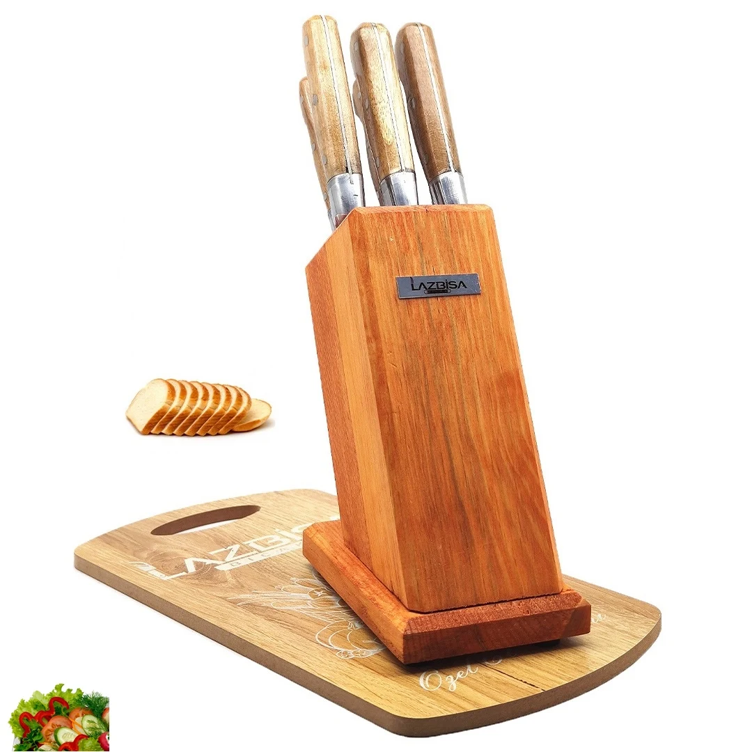 

Knife Set Lazolu Srmene Kitchen Knife Set Sharpener Cutting board Billet Meat Bread Vegetable Fruit Knife