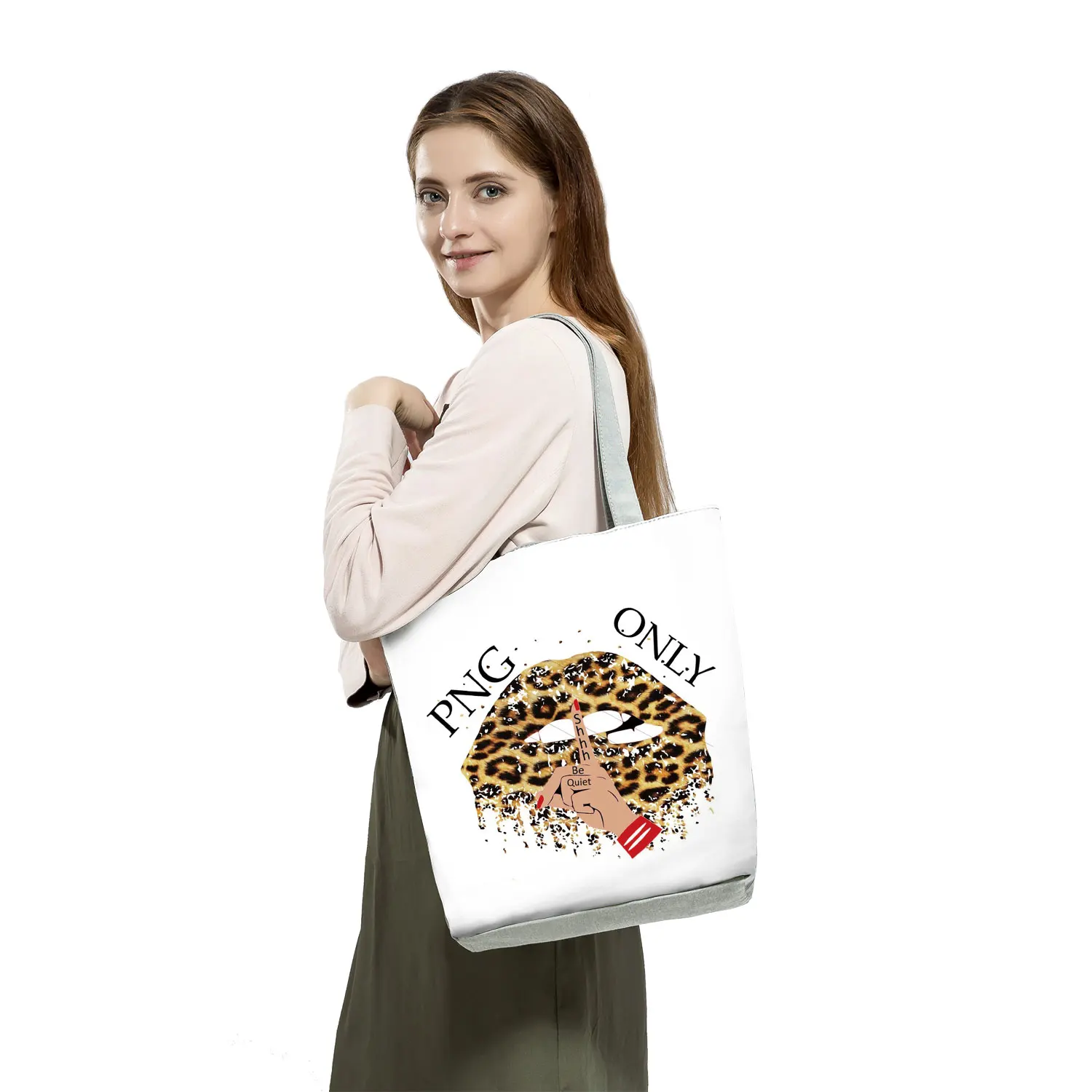 Handbags Lady Totes Shopping Bag Reusable Women Tote Bag Shoulder Work Bags Girls Black Kiss Leopard Lips Graphic Bags New Funny purse