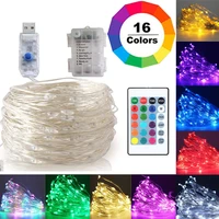 5m 10m battery usb led copper 16 colors remote control fairy wire string lights for wedding christmas garland party home decor