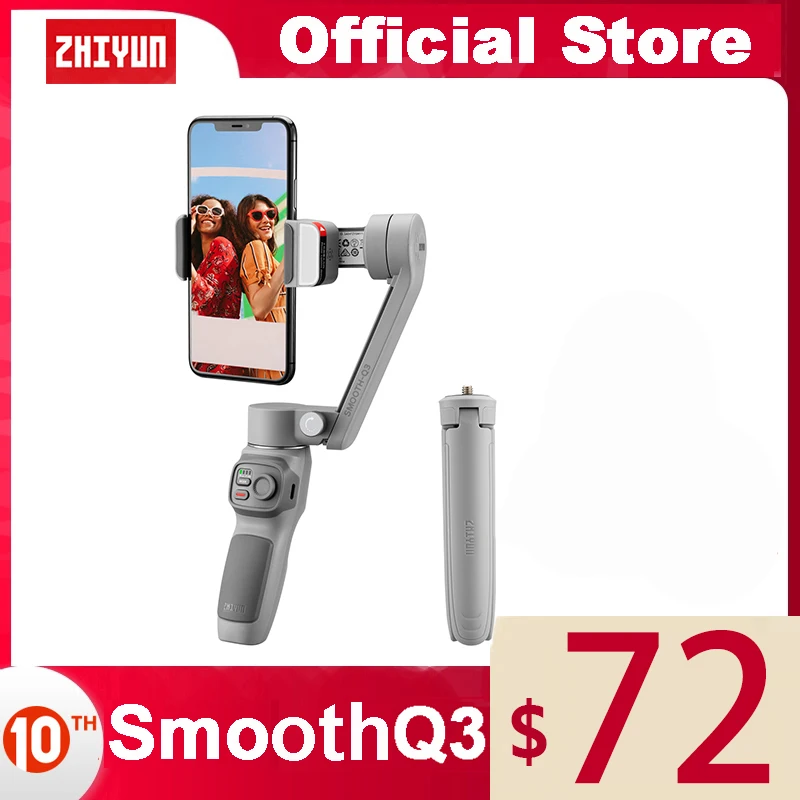 

ZHIYUN Official SMOOTH Q3 Smartphones Gimbal 3-Axis Flexible Phone Handheld Stabilizer with Fill Light for iPhone Samsung S20 FE