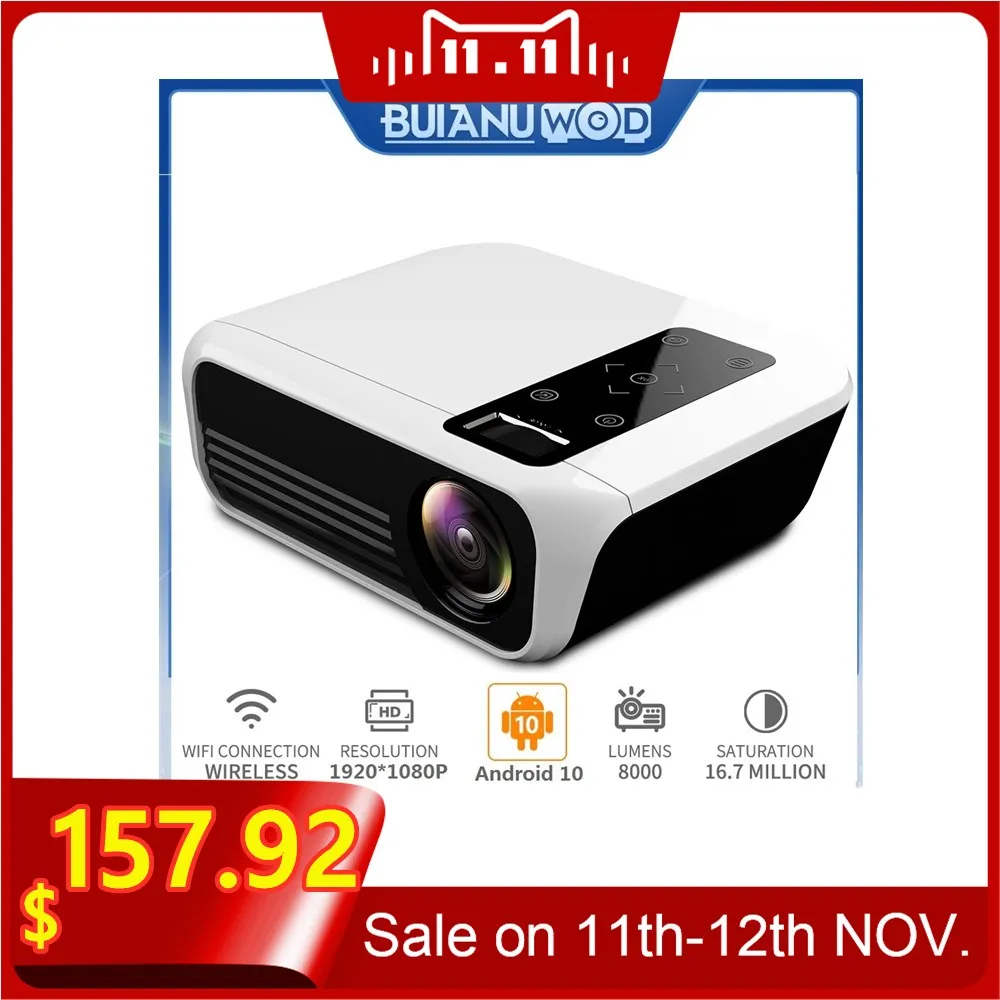 BUIANUWOD T8 Home Theater 4500 lumens 1080P Native Resolution Full HD 200'' Projector 4K HDMI WIFI Android 10(2+16G) Proyector |