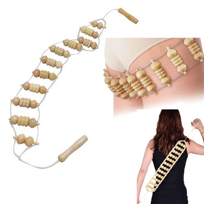

Body Back Massage Roller Wheel Wooden Massager Wooden Pulling Relax Muscle Stimulator Relieve Back Pain Health Care Tools