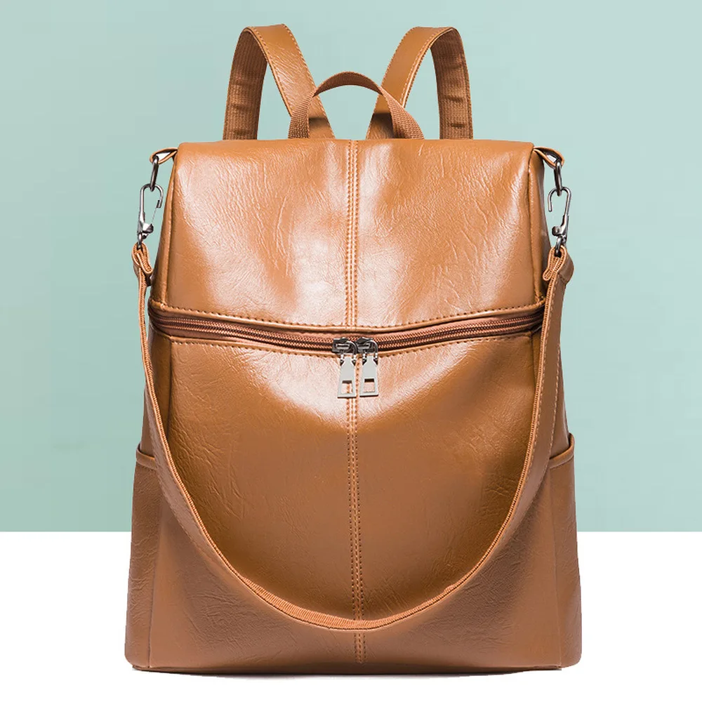 

Ladies Leather Backpack High Quality Female Backpacks Zipper Fashion Travel Backpack Luxury Ladies Hiking Back Pack Small 2020