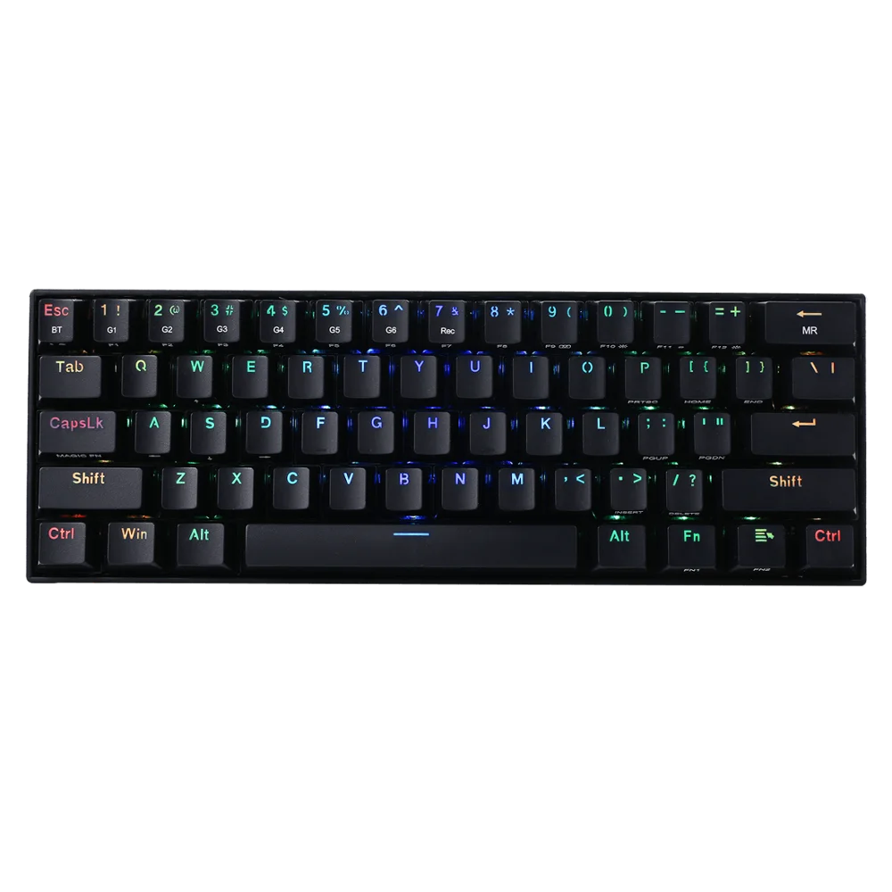 Компактная Беспроводная механическая клавиатура Redragon K530 Draconic 60% RGB с коричневыми