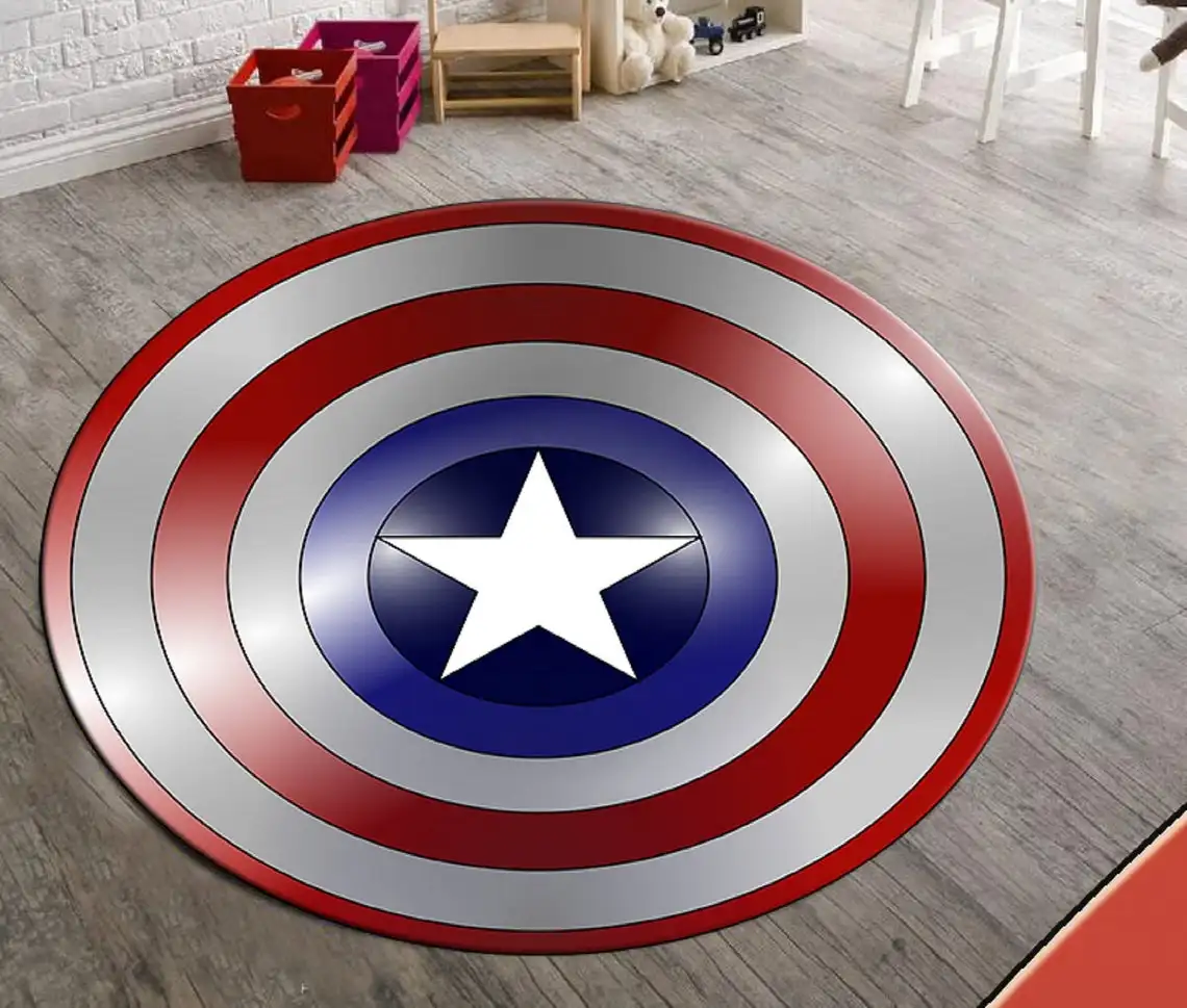 

Captain America 6 Patterned Round Carpet, Non Slip Floor Carpet,