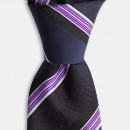 

Navy blue black lilac striped silk tie 67825735