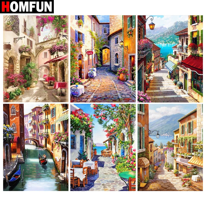 Алмазная картина HOMFUN сделай сам уличный цветочный пейзаж полноразмерная вышивка