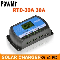 pwm 12v 24v 30a solar charge controller with 0 8a 5v usb output big lcd display for max 50v 720w solar panel rtd 30a new
